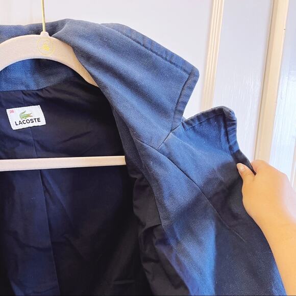 Lacoste Blue Cotton Double-Breasted Blazer - Picture 7 of 13